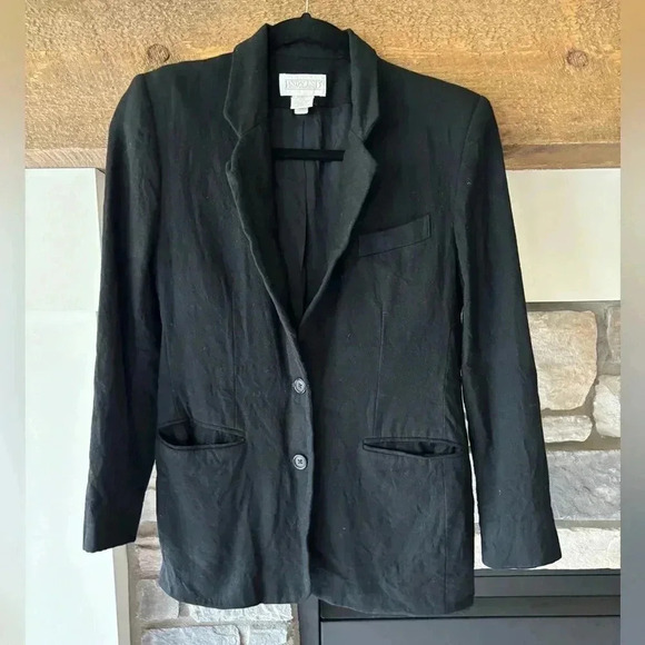 Lands' End Jackets & Blazers - Vintage Wool Blazer Black Women’s 6 P Academia Equestrian Horse Girl Fall  USA